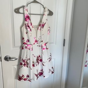 White dress with pink flowers